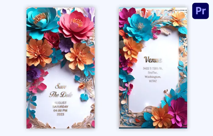 Floral 3D Hindu Wedding Invitation Design Instagram Story